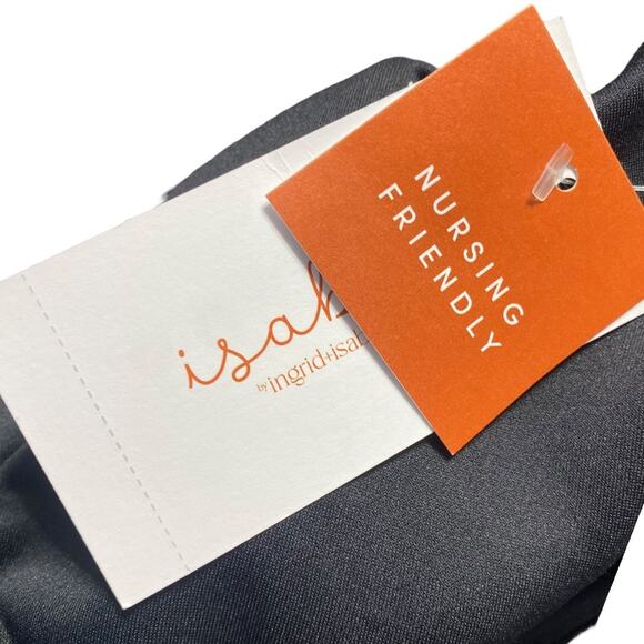 Isabel Maternity Nursing friendly black 3/4 sleeve wrap blouse NWT Large - Picture 10 of 10